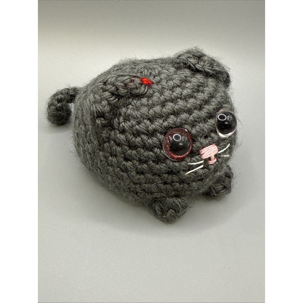 Handmade Crochet Cat Plush Gray